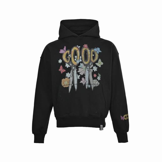 Good Brand 25Fw Butterfly Scissors Crayon Print Hooded Sweatshirt Gb-Goodbrandgb