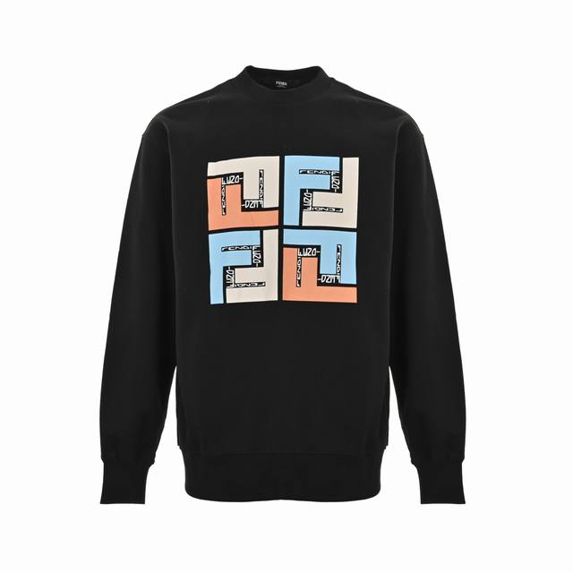 Fendi 25Fw Square Logo Crew Neck Sweatshirt ( ) 480G High-Grade Combed Cotton Fa