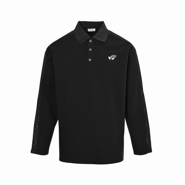 Dior 25Fw Ribbon Embroidered Polo Long-Sleeve Polo Shirt ( ) Made with custom fa