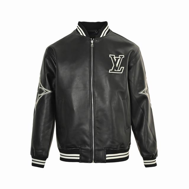 Louis Vuitton 25Fw Embroidered Logo Leather Jacket. This is a new Louis Vuitton