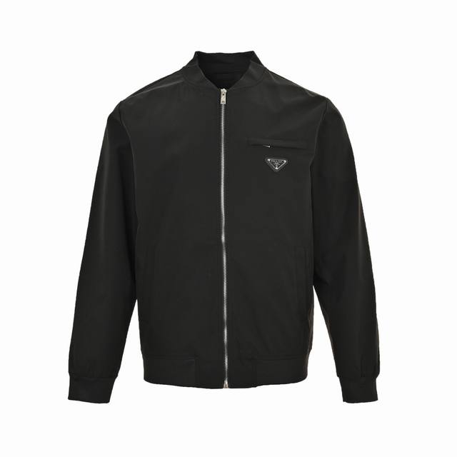 Prada 24Fw Triangle Logo Jacket with Rhinestone Lettering on the Back ( ). Made