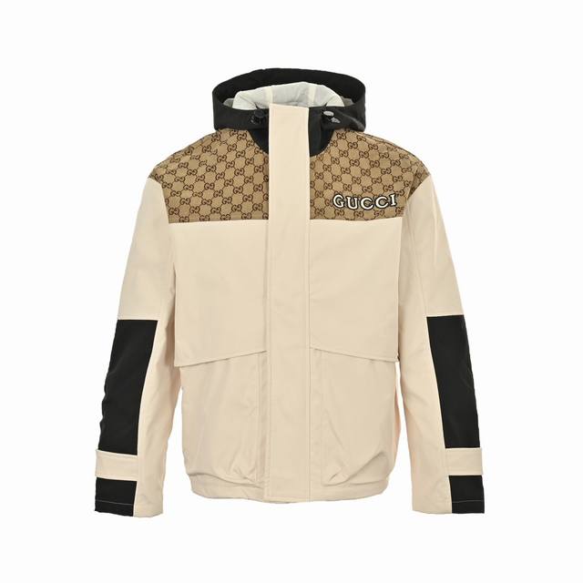 Gucci 24Fw Patchwork All-over Monogram Print Hooded Trench Coat. Made with jacqu