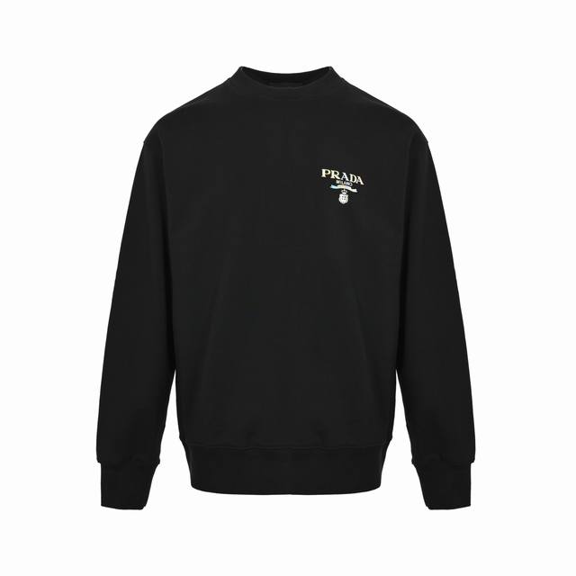 Prada 25Fw Laser Crew Neck Sweatshirt 480G High-Grade Combed Cotton Fabric, Ori