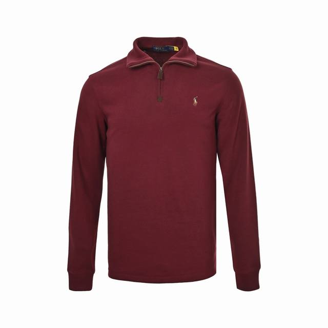Ralph Lauren Embroidered Half-Zip Sweatshirt. Made with custom-fitted fine cotto