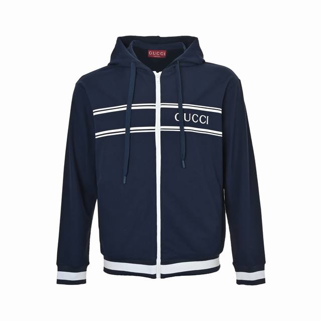 Gucci G-logo zip-up hooded jacket. This piece is from the Lido collection, inspi