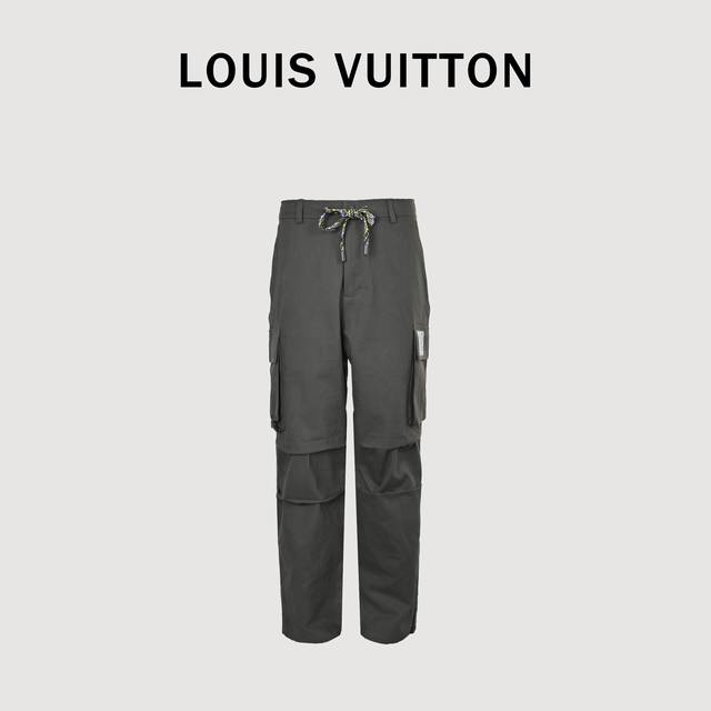 Louis Vuitton LV Heavyweight Washed Badge Cargo Pants with Double Side Pockets (
