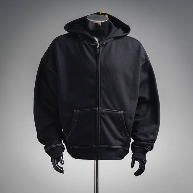 Acnestudios 25Fw Ac Color-blocked Embroidered Logo Letter Zipper Hooded Sweatshi