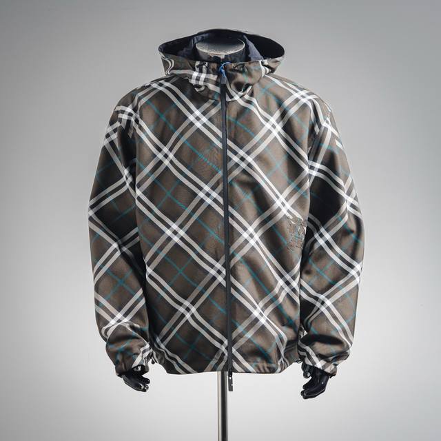 Burberry 25Fw Pedestal Embroidered Check Reversible Zip-Up Jacket. Originally pu