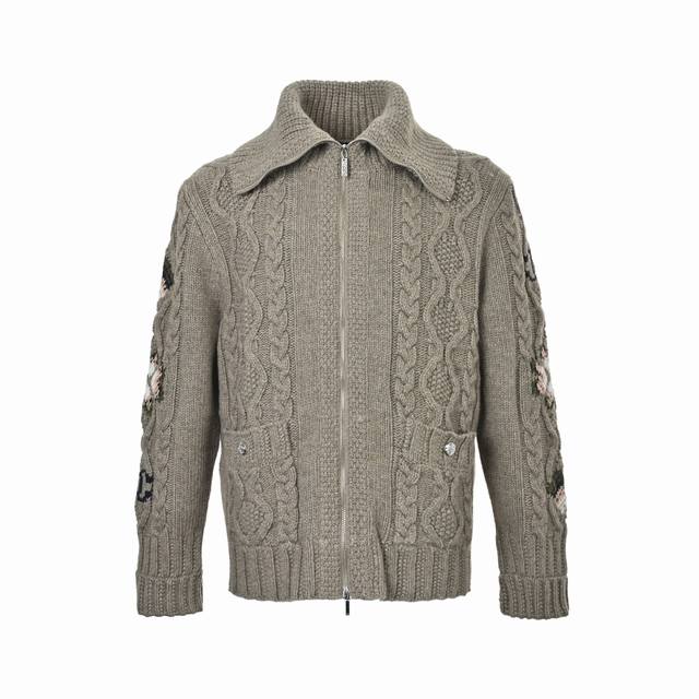 Chanel Cable Knit Zip-Up Jacket The soft camel-grey tone has an "autumn lazy fil