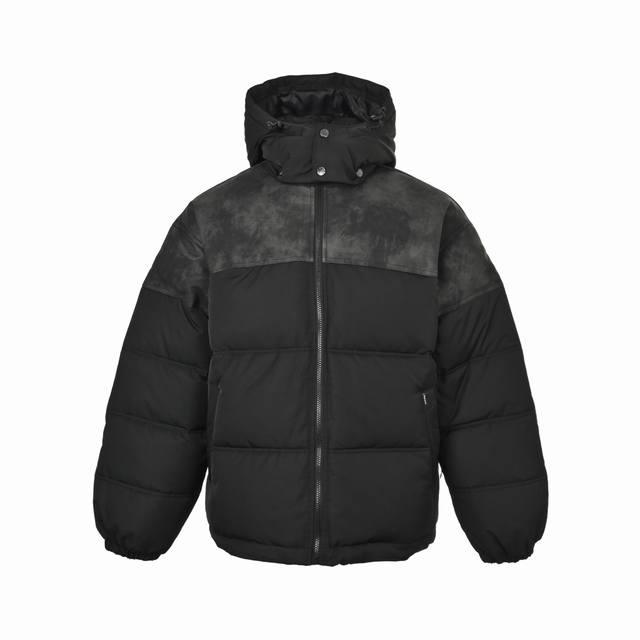 Supreme 25Fw Leather-trimmed Zippered Down Puffer Jacket Loose Fit Original Cust