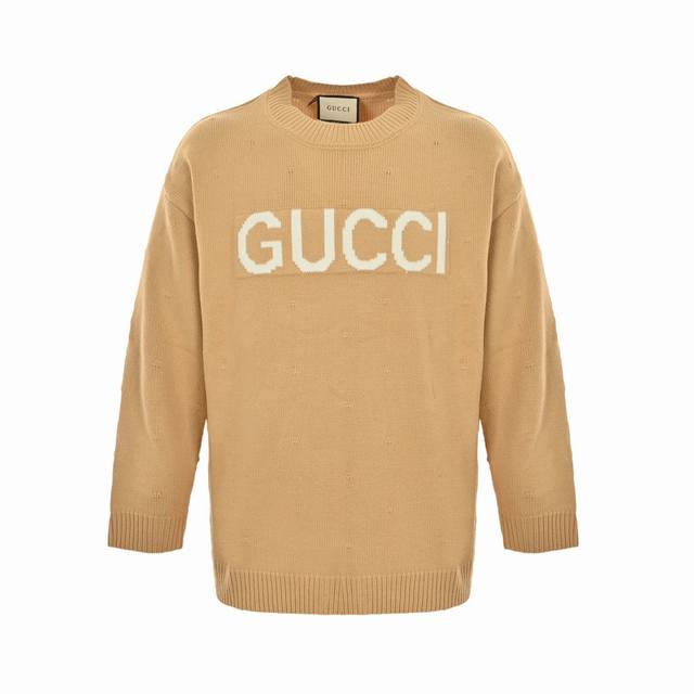 Gucci 24Fw Heavy-duty Polka Dot and Logo Jacquard Crew Neck Sweater. The preppy