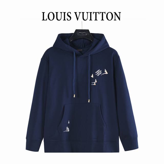Louis Vuitton 25Fw Sailboat Pattern Embroidered Hooded Sweatshirt A must-have it