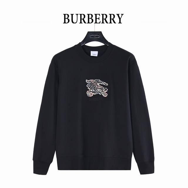 Burberry Pony Check Applique Embroidered Crew Neck Sweatshirt. Made from select
