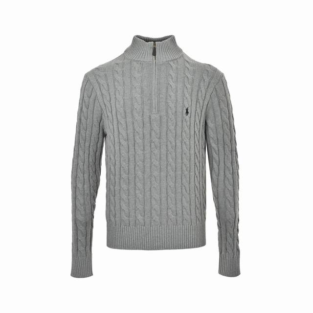 Ralph Lauren Chunky Knit Cable Knit Half-Zip Sweater. Features a high-density Be