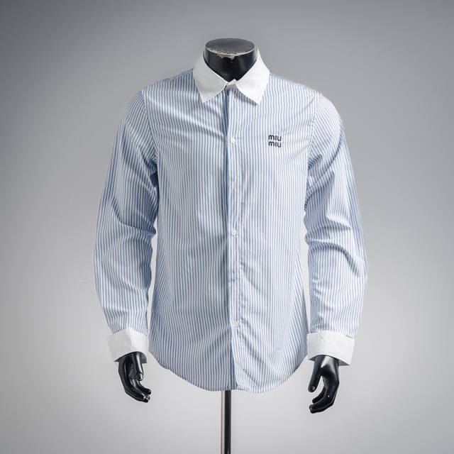 Miu Miu Embroidered Striped Collar Shirt ( ) Craftsmanship Description: Made fro