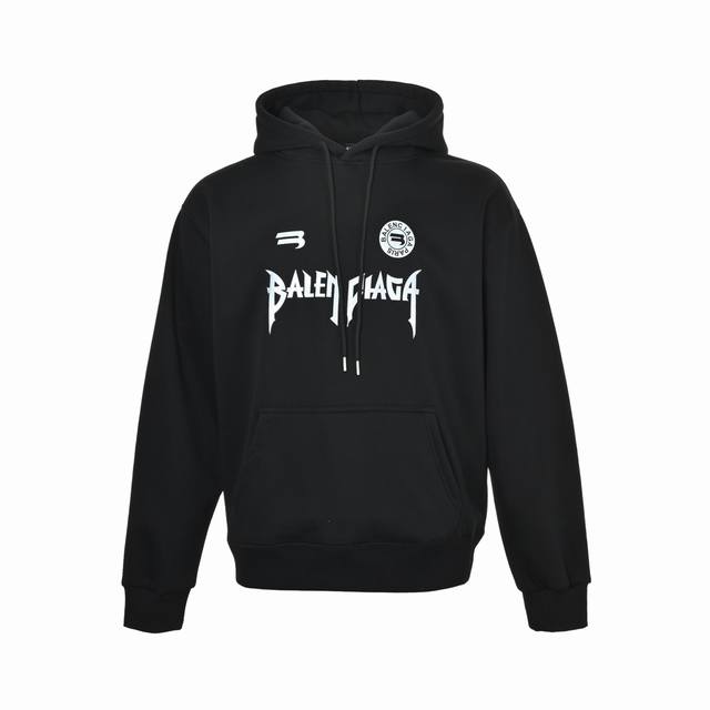 Balenciaga 25Fw Gothic Letter Print Hooded Sweatshirt ( ) 480G High-Grade Combed