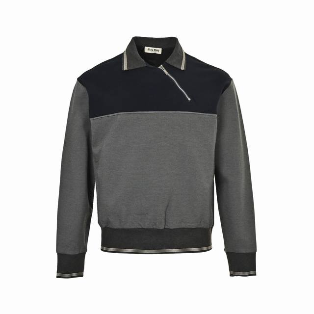 Miu Miu Color Block Dial Zipper Collar Sweatshirt ( ). Authentic product purchas