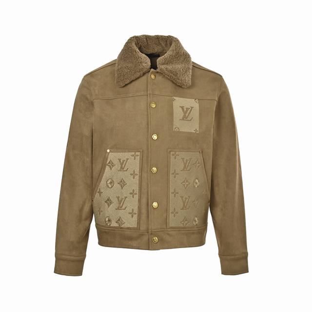 Louis Vuitton Embossed Suede Jacket with Fur Collar (originally purchased for 26