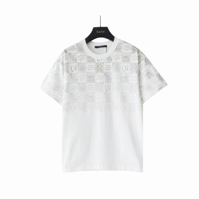 Real shot details + size chart Louis Vuitton Damier Logo Short-sleeved T-shirt C