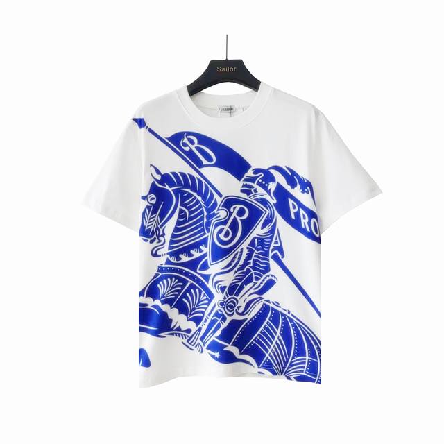 Real shot details + size chart. Burberry classic equestrian logo print short-sle