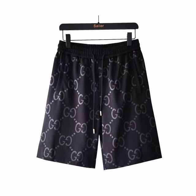 Real shot details + size chart Gucci all-over double G letter print shorts Five-