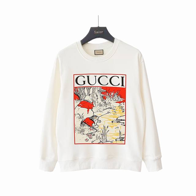 Real Shot Details + Size Chart Gucci 24Ss Frog Prince Print Crew Neck Sweatshirt