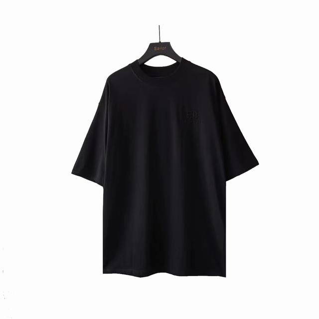 Real shot details + size chart Balenciaga double B back print reflective short-s