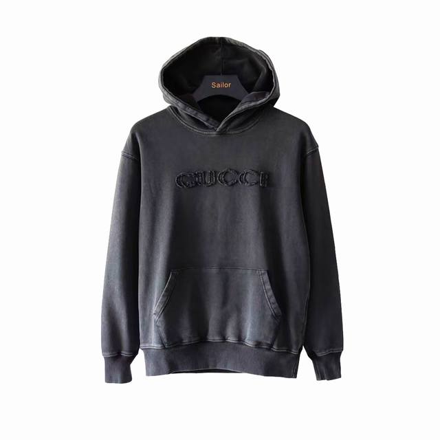 Real shot details + size chart Gucci Embroidered Logo Heavy Wash Distressed Swea