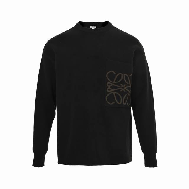 Loewe Pocket Logo Jacquard Crew Neck Sweater ( ). Fabric: 30% wool, 60% cotton,