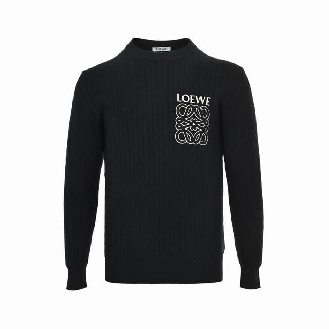 Loewe 25Fw Terry Cloth Logo Cable Knit Crew Neck Sweater. This new Loewe sweater
