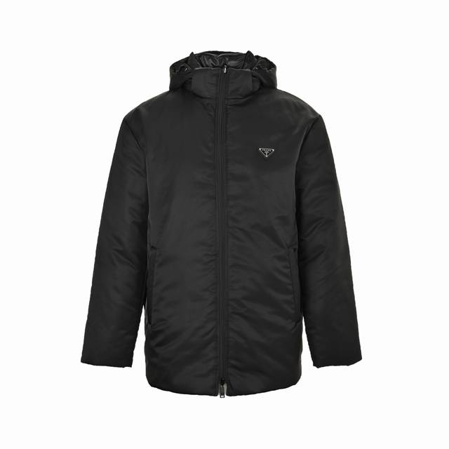 Prada Triangle Logo Nylon Reversible Hooded Down Jacket ( ) This short Re-Nylon