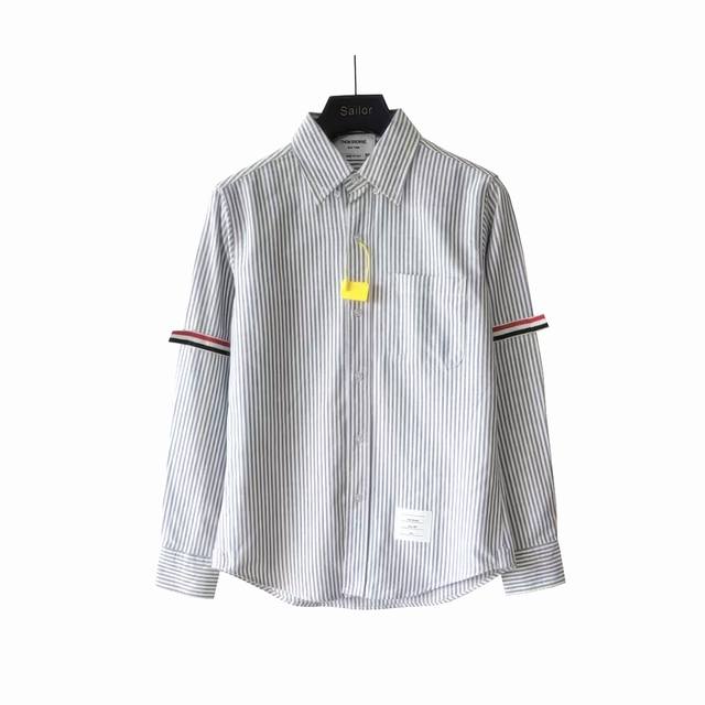 Real shot details + size chart Thom Browne.Tb classic striped double-sleeve wove