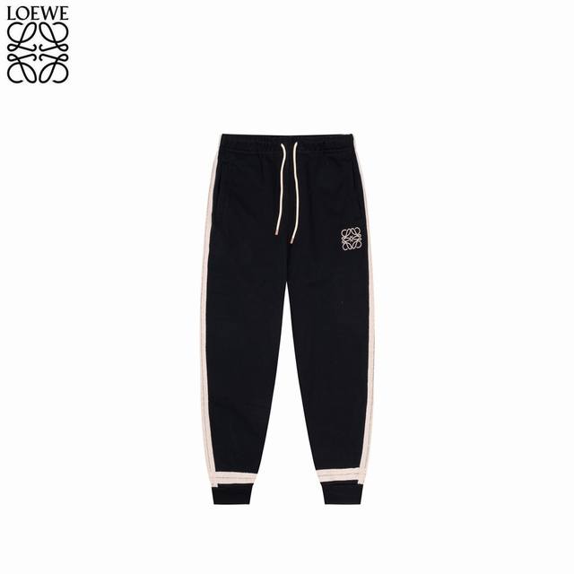 Loewe Letter Embroidery Lace Webbing Terry Pants High-quality pure cotton fabric