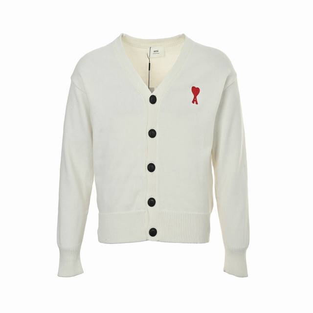 Ami Little Heart Embroidered Cardigan Sweater A timeless classic, looks good on