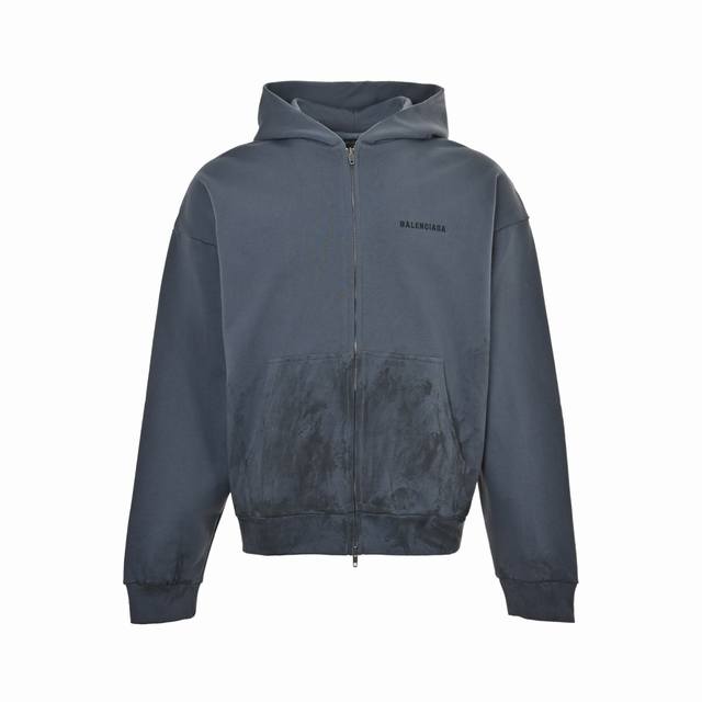 Balenciaga 25Fw Embroidered Graffiti Zip-Up Hooded Jacket. Made with custom-dyed