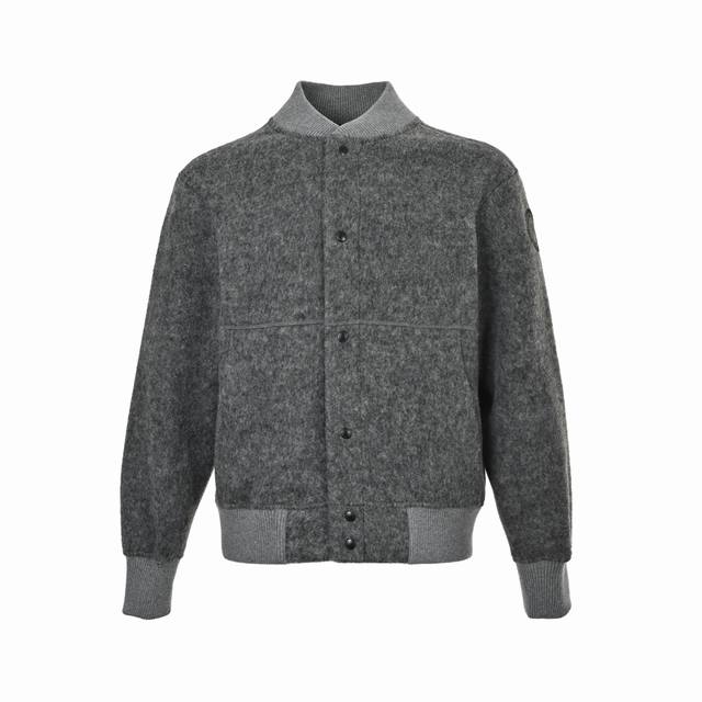 Canada Goose Cashmere Baseball Jacket with Sleeve Patch ( ). The fabric is a woo