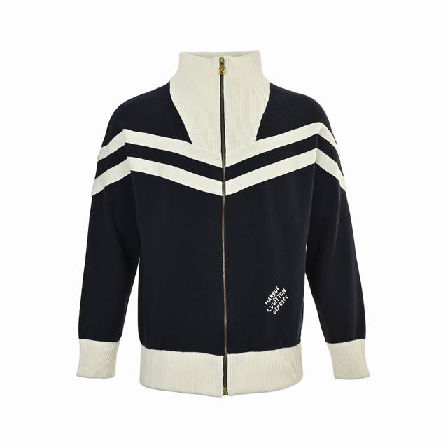 Louis Vuitton 24Fw Stand Collar Striped Color-Blocked Zipper Knit Cardigan (orig