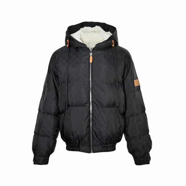 Louis Vuitton Ski Collection Hooded Down Jacket with Subtle Pattern and Sleeve P