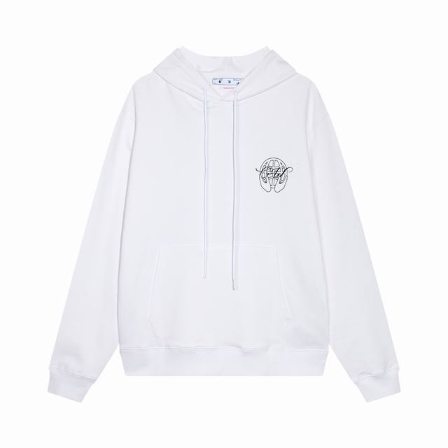 High-quality Off-White hand and arrow print hoodie, unisex, available on the of