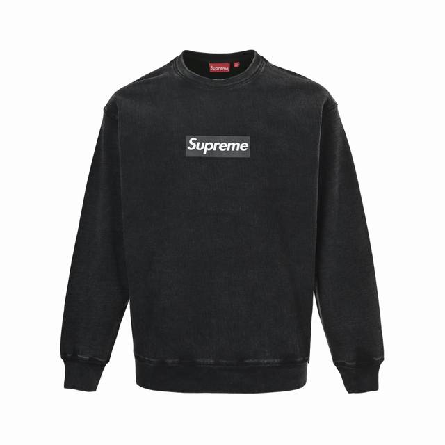 Supreme Cracked Box Print Washed Crew Neck Sweatshirt. This sweatshirt is made f