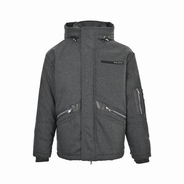 Prada Multi-Pocket Logo Letter Hooded Cotton Jacket ( ) This product uses impor