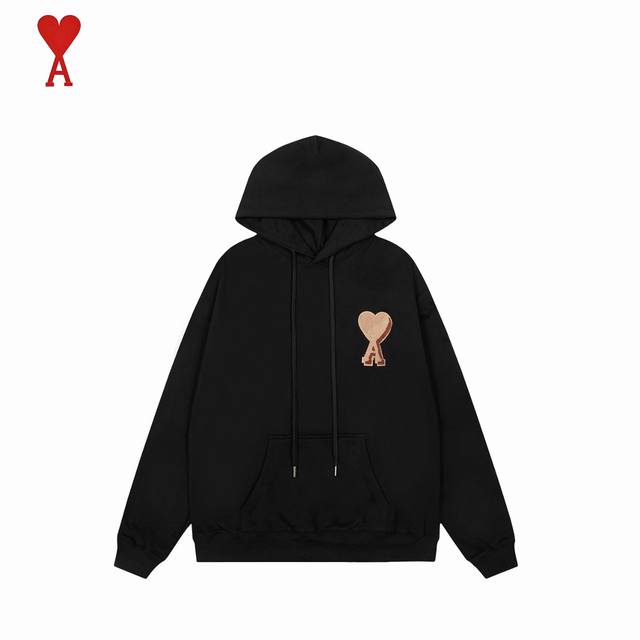Ami 2025Ss Heart-shaped Flocked Hooded Sweatshirt Let's skip the fluff and get s