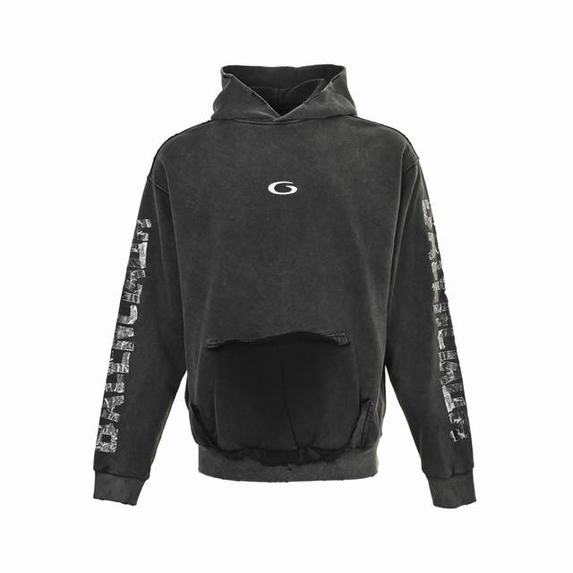 Balenciaga hooded sweatshirt with masking tape print and circular embroidery. Fe