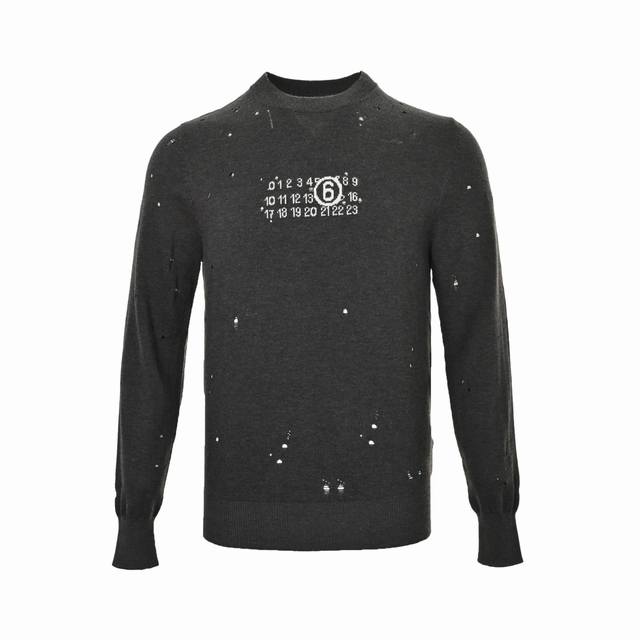 Maison Margiela 25Fw Number Jacquard Distressed Sweater ( ) Made of custom-knitt