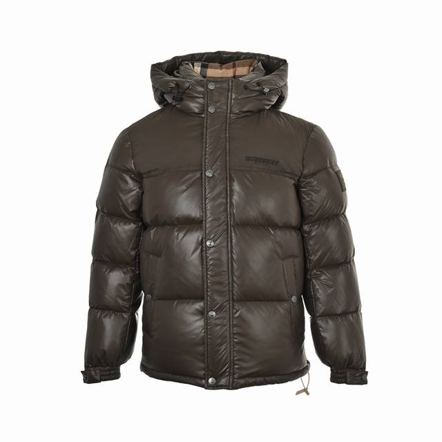 Burberry 25Fw Embroidered Letter Sleeve Patch Down Jacket. Burberry men's black