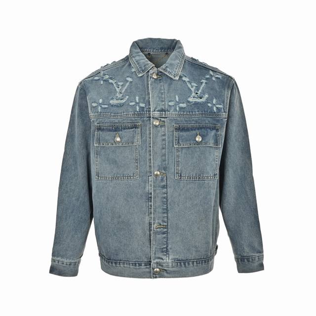 Louis Vuitton 24Fw Ripped Monogram Denim Jacket Suit A must-have item for everyd