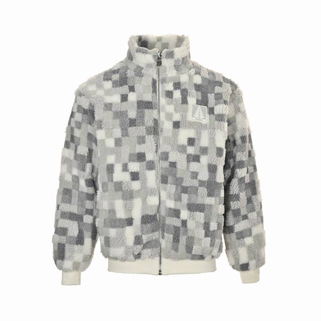 Louis Vuitton 24Fw Rubber Logo Mosaic Fleece Jacket . Custom-made original 1:1