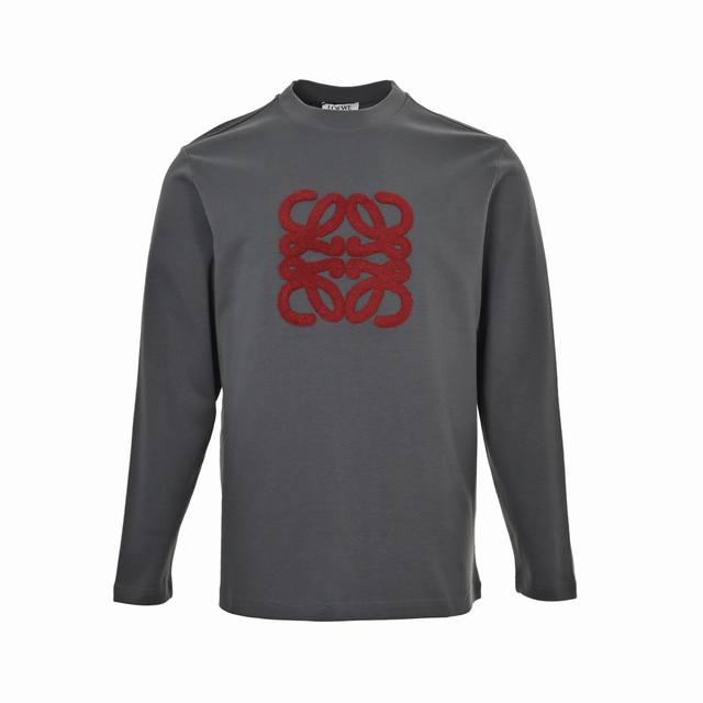 Loewe 25Fw Totem Logo Towel Embroidery Long-Sleeve T-Shirt. Custom-woven, dyed,