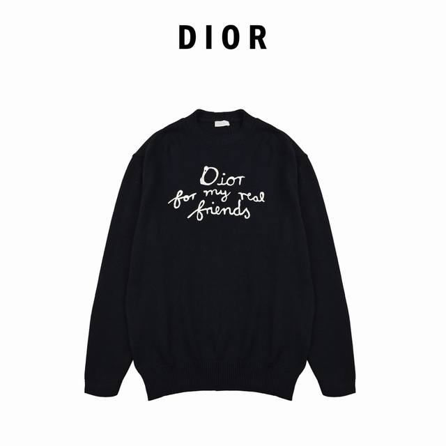 Dior Crew Neck Embroidered Letter Knit Sweater ( ) This Dior letter embroidered