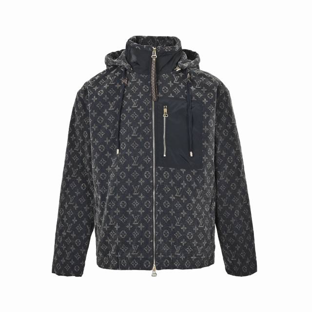 Louis Vuitton monogram denim fleece jacket ( ). Made from polyester filament, th